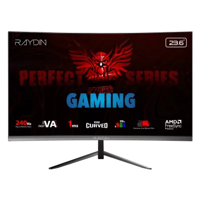 RAYDIN MM24RFA-240HZ, 23.6", 1ms, 240Hz, Full HD, HDMI, DP, Hoparlör, VA LED, R1650 Curved, Frameless, FreeSync Gaming Monitör