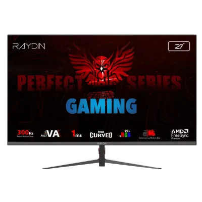 RAYDIN MM27RFA-300HZ, 27", 1ms, 300Hz, Full HD, 2xHDMI, DP, VA LED, R1500 Curved, Frameless, FreeSync Gaming Monitör