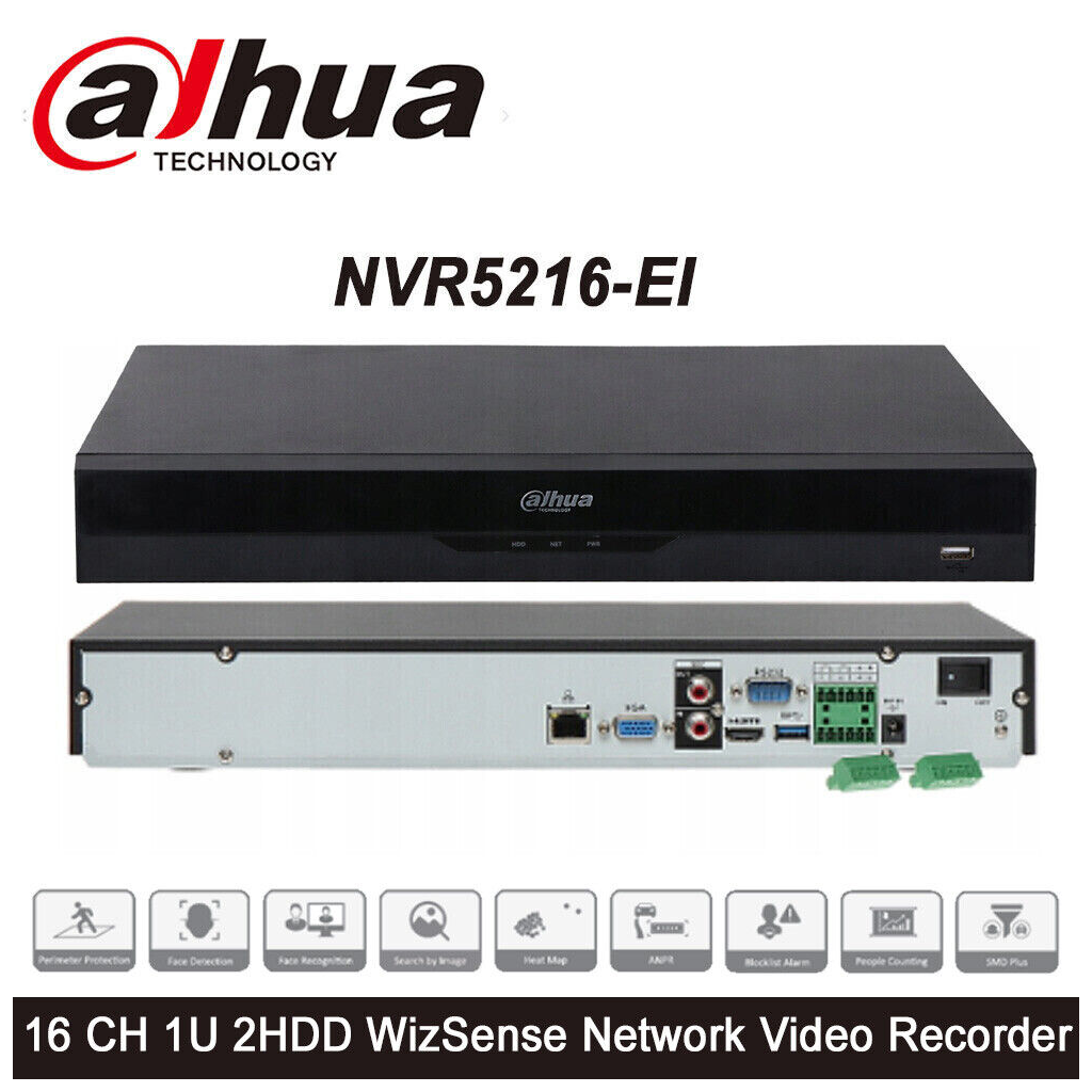 DAHUA XVR5216AN-I3 16 KANAL 1xSES 1xVGA 1xHDMI 5MP 1080P 2x8TB DESTEK HD-TVI/AHD/CVI/CVBS DVR KAYIT CİHAZI SİYAH