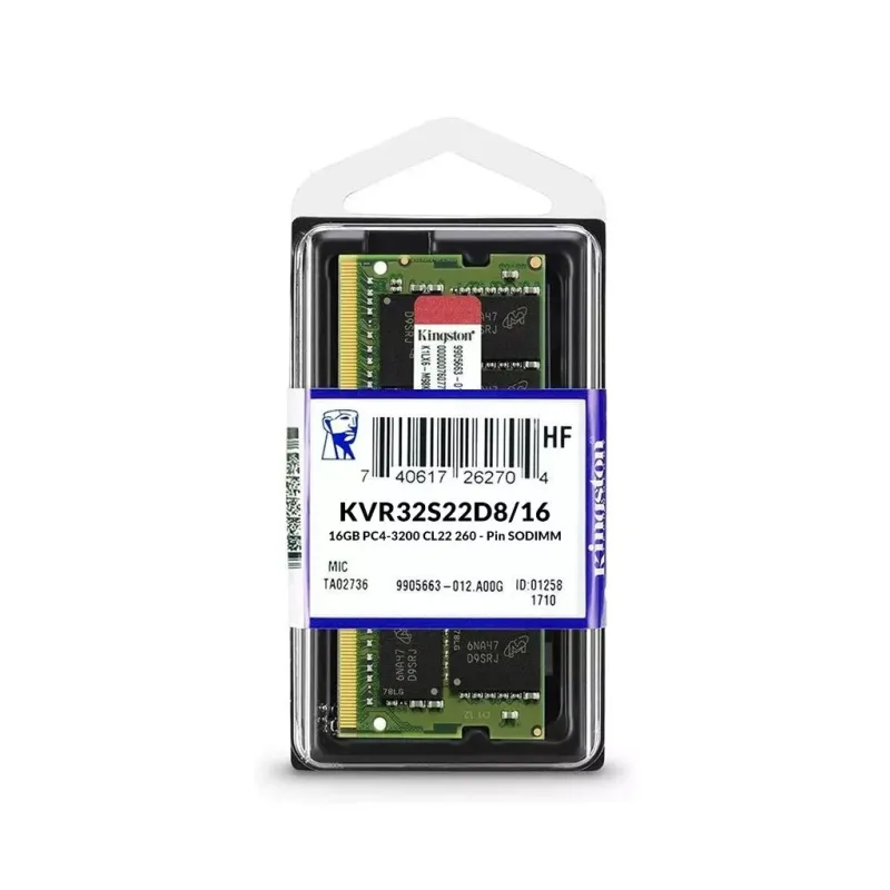 KINGSTON KVR32S22D8/16, 16Gb, 3200Mhz, DDR4, Sodimm Notebook RAM, 1,2V, CL22 (KUTULU)