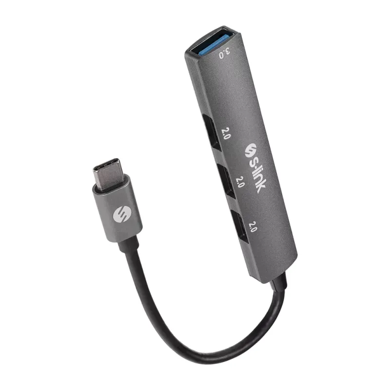 S-LINK SW-U324, Type-C to 3xUSB 2.0, 1xUSB 3.0, Metal, USB HUB