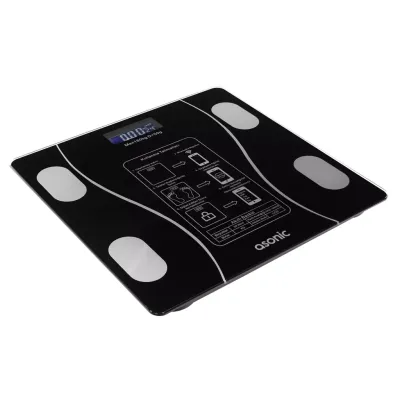 ASONIC BS260, Siyah, Bluetooth Destekli, Baskül. LCD Gösterge, 260x260mm, 180Kg a kadar ölçme.